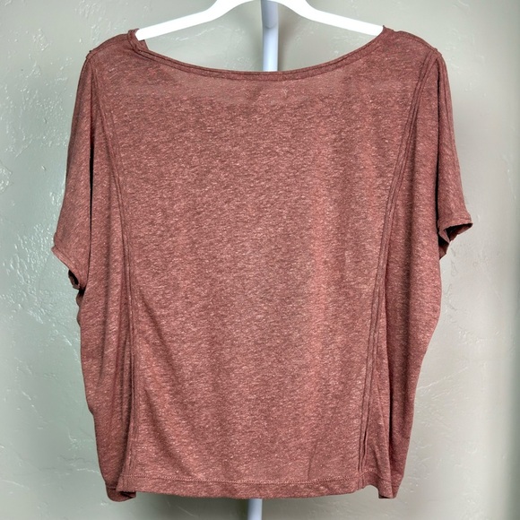Max Studio Oversized Linen Blend Top Medium Rust Brown - Picture 2 of 7